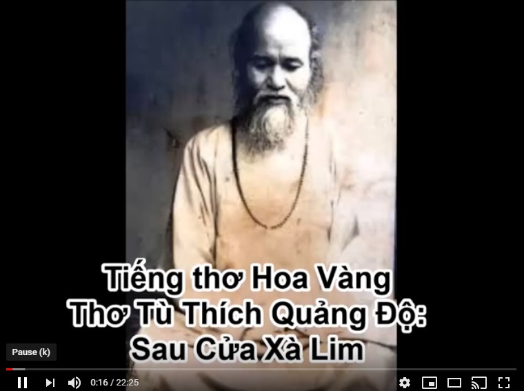 Tiếng thơ Hoa Vàng – Thơ Tù Thích Quảng Độ: Sau Cửa Xà Lim